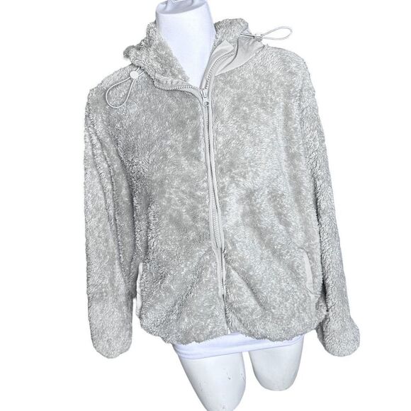 Ziya storm sherpa block small full zip grey hoodie jacket - Picture 12 of 13